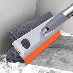 ZAM ZAM STORE 3 in 1 Corner Cleaning Brush with Wiper, 180° Rotating Head for Bathroom Tiles and Door Tracks, Long Handle, Orange and Grey-image-25