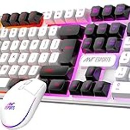 Ant Esports KM1610 LED Keyboard and Mouse Combo, 104 Keys Rainbow Backlit Keyboard and 7 Colour RGB Mouse, White Gaming Keyboard and Mouse Combo for PC Laptop Xbox PS4 Gamers and Work-2