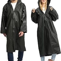 Hooded Rain Long Coat For Men And Women (Black)-picture-40
