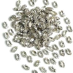 EmbroideryMaterial Sew on Crystal Glass Stones/Rhinestone for Craft, Embroidery, Jewellery Making, Dresses, Embellishments, Bracelet Making (3 * 6MM, Boat Shape, Silver, 144 Pieces)-image-93