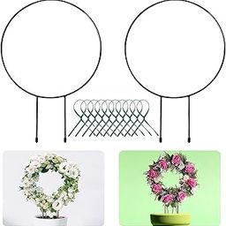 Tusmad 2 Pack Black Meatal Garden Trellis for Climbing Plants | Rust Free Vine Plant Metal Decorative Potted Plants Climbing | Holder Rack for Garden Stem Stalks Vines (Round)-image-34