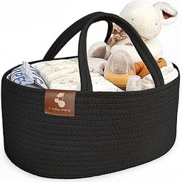 a baby cherry Cotton-Diaper Caddy | Baby Bags For Newborn|Diaper Caddy Bag Organizer Large Capacity (40 * 28 * 20Cm)|Nursery Storage Bin And Car Organizer For Diapers And Baby Wipes (Black)-image-88