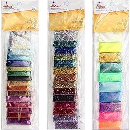 Midas Glitter Neon Glitter for Crafts -, Resin Art, Glitter for Crafts Pack of 3 (14 * 16 * 10) Total 40 Packets-13