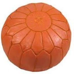 Treasures Of Morocco Moroccan Pouf Footrest Hassock Ottoman Handmade Leather Genuine 22 inches Diameter Unstuffed Orange-image-11