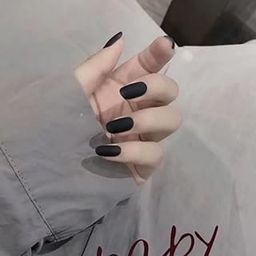 Press On Nails Short Press On Manicure 24 Pcs Artificial Nail Jelly Glue on False Nails for Women Girls (Black)-image-8