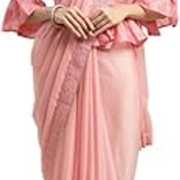 Women's Chiffon Plain, Embellished Lace Saree with Unstitched Blouse Piece (SAICHIFFONSEQ6_N4_Pink)-image-36