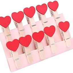Art Street Mini Spring Red Heart Wood Clips - Set of 20 pcs Clothes Photo Paper Peg Pin Craft Clips Party Home Decoration-image-32
