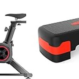Lifelong LLESB99 Exercise Spin Fitness Bike with 6kg Flywheel & Lifelong Polypropylene Adjustable Home Gym Exercise Fitness Stepper (Black & Red)-image-63