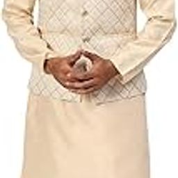 Men's Silk Blend Kurta Pyjama with Stylish Embroidered Ethnic Jacket-picture-13