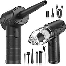 Electric Air Duster, Stepless Air Flow Adjustment, 80,000 RPM Motor, 6 Hours of Continuous Use, 3 Types of Replacement Nozzles, Rechargeable Blower, Stepless Wind Power Adjustment, Storage Box-23