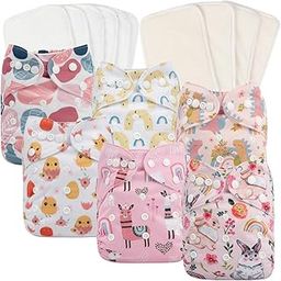 babygoal Reusable Cloth Diapers Pack of 16, Leakage Proof with Absorbent Inserts-Freesize, Rash Free, Washable Diapers for Babies Boys and Girls 0-3 Years-6 Shells+10 Pads-image-84