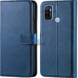 Leather Vintage Shock Proof Flip Case Back Cover for Oppo-A53 Sport (Flexible | Leather Finish | Card Pockets Wallet & Stand |Blue)-image-31