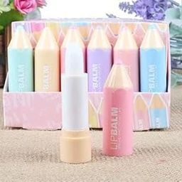 Glam Shopperz Lipbalm Pencil Shaped Moisturising Lip Care Set, Pastel Colours, Pack of 4-55