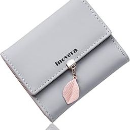 Women's Vegan Leather Fashion Card Coin Holder Small Metal Leaf Wallet (Black)-image-41