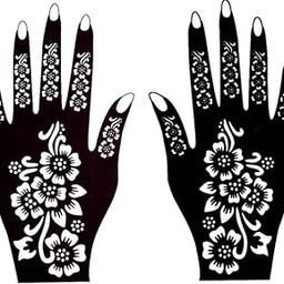 AKKAD Heena Mehndi Sticker for Hands and Feet - Henna Design Stickers for Women, Girls, Temporary Tattoo Mehendi Stencils for Festivals, Weddings, Parties - DIY Reusable Mehndi Art Design-09-11