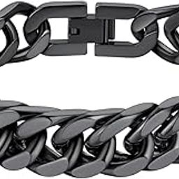 Stainless Steel/Gold/Black Plated Link Chain Bracelet for Men 8/12/17mm Width, 7.4/8.2/9 Inch Length Classic Jewelry(Gift Wrapped)-image-27