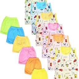 Unisex Baby Boy & Girl Dress Soft Hosiery Cotton Blend T-shirt and Shorts Pack 6 T-shirt + 6 Shorts Multi colored | Size 0 Months Up to 2 Years-image-63