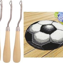 FABLOFT® DIY Football Latch Hook Rug Kits Embroidery Cushion + 3Pcs Wood Crochet Hook-picture-27