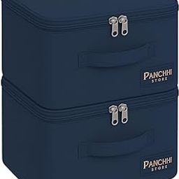 Panchhi Store Cloth Organizer for Storage Nylon Underbed Organizer Storage Box Moisture Proof Storage Organiser with Handle & Double Zipper Boxes for Storage for Saree, Blankets, Bed Sheets Blue 2 Pcs-1