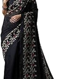 Women's Cotton Botanical Printed Saree With Unstitched Blouse Piece-image-8