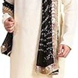 Men's Black Bandhini Dupatta for Kurta/Sherwani/Achkan-image-27