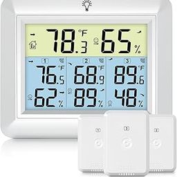 Urageuxy Indoor Outdoor Thermometer Wireless Weather Station with Temperature and Humidity Monitor Digital Hygrometer with 3 Remote Sensors, Min/Max Record,℃/℉ Switcher, Backlight, White-image-38