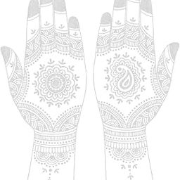 ORDERSHOCK Full Bridal Hand Mehndi In Silver With Bracelet &Circular Flower, Leaf For Wedding, Time Saving & Simple Silver Mehndi Sticker For Girls & Women-image-99