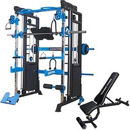 GAMMA FITNESS Home Gym Setup FTS- 101 Blue Multi Gym Fuctional Trainer with Adjutable Exercise Gym Bench Ab-201-79