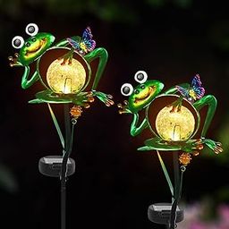 YHSOLAR Frog Garden Solar Lights Outdoor Decorative, 2 Pack Metal Frog Garden Decor for Outside Waterproof Solar Stake Lights for Garden Lawn Ornaments Patio Yard Decorations,Gifts for Men Women-image-53
