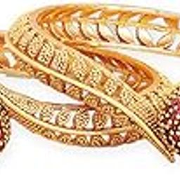 Set of 2 22K Gold-Plated Stylish Stone Studded Traditional Bangles for Womens & Girls-image-32