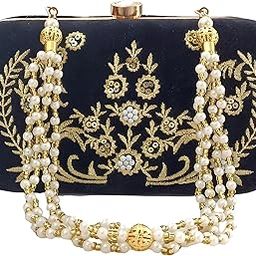 Women's Box Clutch with Pearl Handle-Bridal Ethnic Traditional Casual Purse/Clutch/Handbag (4 x 7 x 2 inch)-picture-39