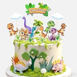 SleekLink Jungle Theme Cake Topper-16 Piece Set | Cute Animal Cake Toppers for Kids' Birthday Celebrations, Perfect for Jungle-Themed Parties, Easy-to-Use Cake Decoration (Dinosaur Theme Cake Topper)-image-28