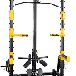 REALSWISS Multi functional Squat Rack With heavy lat pulldowns. Dip Bars/Pull Up Bars 2 Adjustable dip handles-picture-2