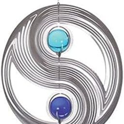 MORADIYA Fresh Wind Spinner with Gazing Glass Ball| Feng Shui 3D Stainless Steel Hanging Spinners Yin Yang Crystal Wind Spinner Metal Stainless Steel Hanging Crafts Ornaments-picture-27