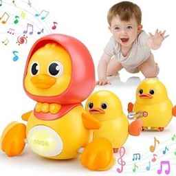 RIEO New Baby Musical Duck Toy Dancing Crawling Tummy Time Light up Infant Toys-16