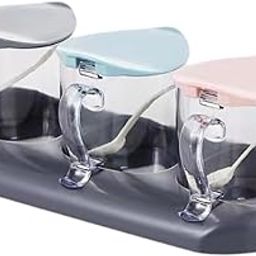 HEAVENGLOW Seasoning Pots with Tray 3 Pcs Condiment Pots for Sugar Counter Food Storage-image-40