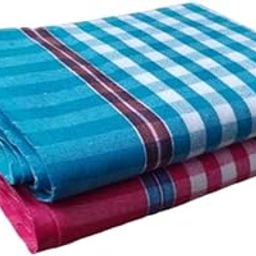 Gamcha Cotton Towel Gamosa of Bengal 100% Cotton Multicolour Check Pattern for Men, Women,Baby Skin Friendly Shrink Proof Large Size XXXL (Pack of 2)-image-21