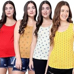 Women Tank Top – Regular Fit Cotton Sleeveless Tee | Ladies Casual Tank Top,Stylish Women Clothing,Soft Cotton Tank for Girls & Women-Pack of 4-image-89