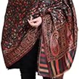 Traditional Silk Shawl with Paisley Pattern, Pink and Gold Floral Design, Large Wrap Scarf-picture-30