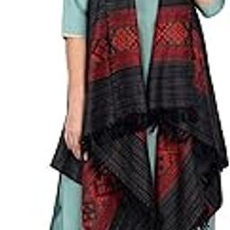 Kullu Weave Women's Woolen Cape Shrug Top Woven in Himalayan Stripes-29