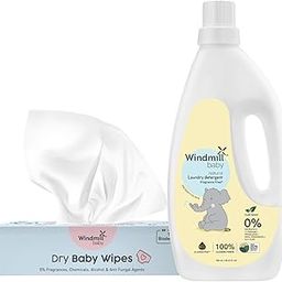 Windmill baby Natural Dry Baby Wipes (72 pcs) and Natural Fragrance Free Laundry Detergent Combo (900ml), Certified Allergen and Toxin Free-image-58