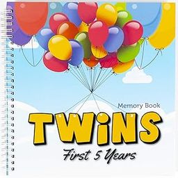 The Adventure Edition - Twins First 5 Years Memory Book with Stickers - Baby 1st Year Milestone Photo Album for Mom & Dad - Newborn Hard Cover Journal - Babies Personalized Keepsake Scrapbook Diary-12