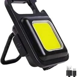 Darvio DOTCOM COB Keychain Light,Rechargeable Led Small Flashlight 500 Lumens Bright 4 Light Modes Pocket Emergency Work Light with Corkscrew & Magnet Base for Indoor Outdoor Use (Yellow-Pack 1)-image-2