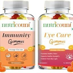 NUTRICOUNT Eye Care & Immunity Gummies Orange Flavour Lutein Zeaxanthin Lycopene Elderberry Extract Zinc Vitamin C Immune Support-19