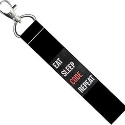 ISEE 360® Eat Sleep Code Repeat Quotes Lanyard Tag with Swivel Lobster for Gift Luggage Bags Backpack Laptop Bags L X H 5 X 0.8 INCH-picture-33