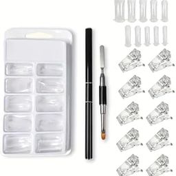 NPAH Poly Gel Quick Building Nail Set,100Pcs False Nail Mold Clear Nail Extension Form Tips,10 Nail Tips Clip And 1Pcs Dual-Ended Poly Extension Brush Picker For Polygel Extension-picture-49