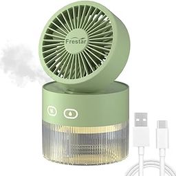 Frestar - Personal Cooling Fan and Small Air Humidifier, 350ml with LED Night Light, Computer USB Charging Humidifier and 3 in 1 Fan for Office and Room-image-73