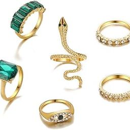 Set of 6 Latest Stylish Crystal Rings for Women and Girls (15209r)-2
