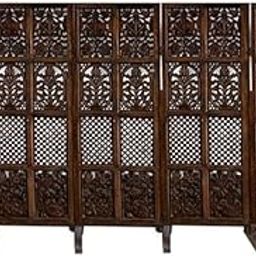 The Creatives Decor Wooden Room Divider Screen – 5 Feet Height, 5 Panel Partition with 6 Stands, Carved Design Privacy Screen for Living Room & Office-11