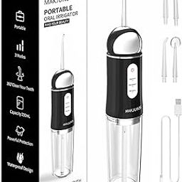 Water-Flosser-Cordless-Teeth-Cleaner MAKJUNS Water Dental Flosser with 3 Modes 4 Jets Rechargeable Dental Oral Irrigator for Home Travel (Premium Black)-7
